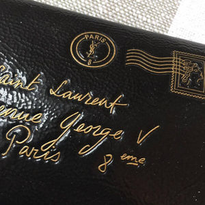 YSL COIN PURSE BLACK LEATHER RARE!